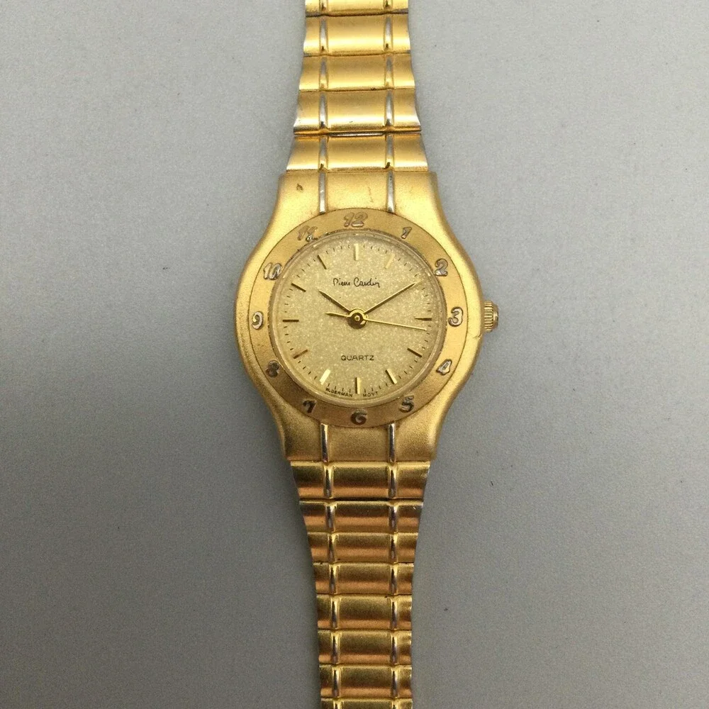 Pierre Cardin Womens Watch 24mm Gold Tone Adjustable Bracelet Dress New Battery